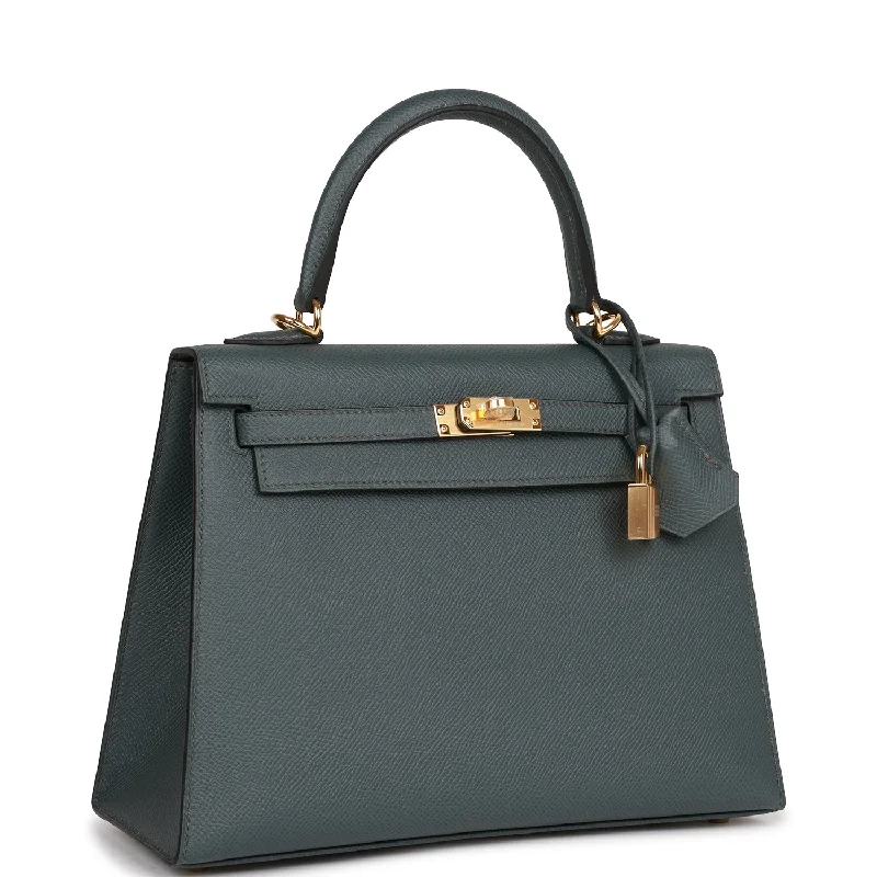 Hermes Kelly Sellier 25 Bleu Orage Epsom Gold Hardware