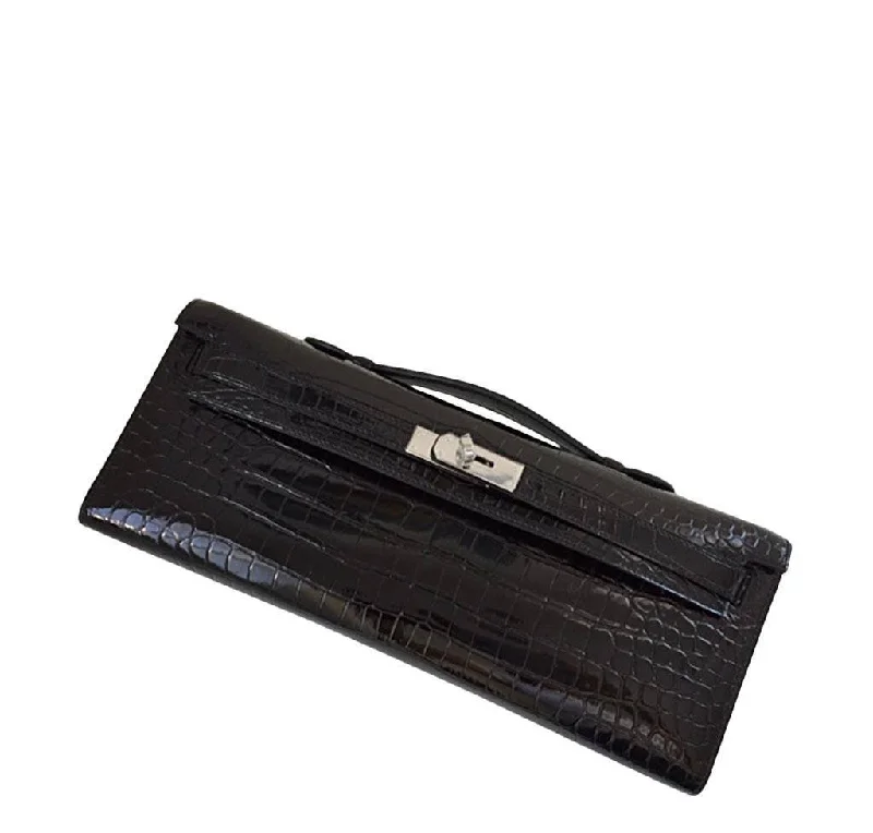 Hermès Kelly Cut Crocodile Black