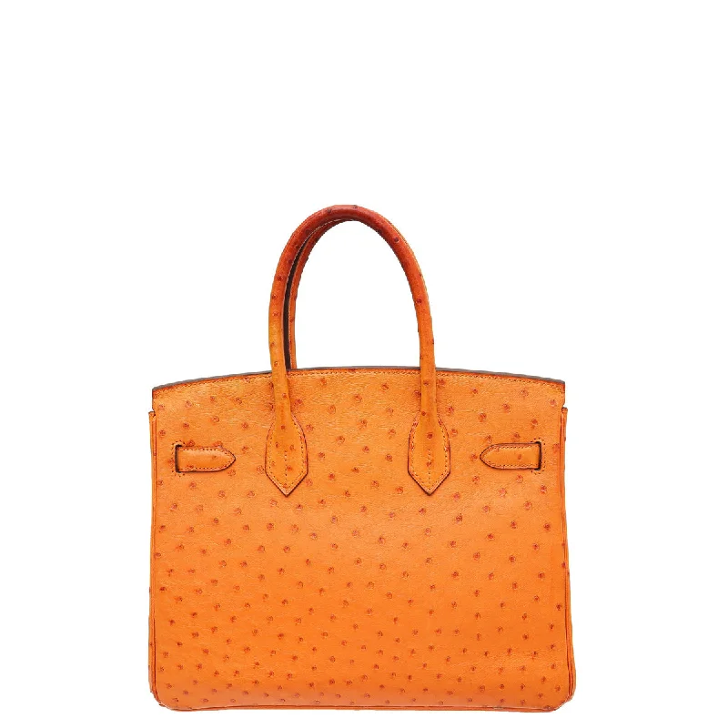 Hermes Tangerine Ostrich Birkin 30 Bag