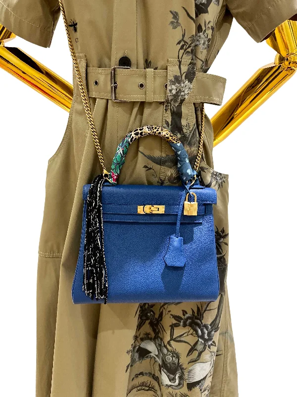 Hermès Kelly 25 Retourne Blue France Togo with Gold Hardware