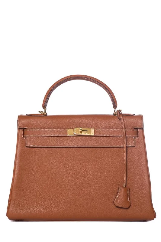 Hermès Kelly 28 Cm Retourne Taurillon Gold Clemence Leather Tote