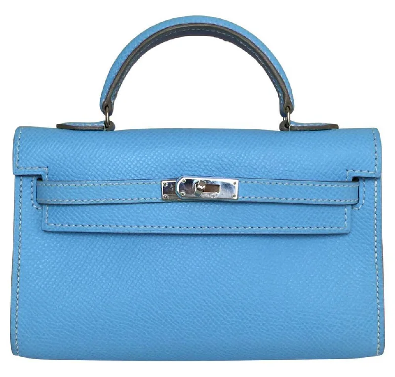 Hermès Tiny Kelly Blue Celeste Epsom Leather