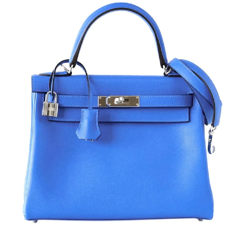 Hermès Kelly 28 Blue Hydra Evergrain