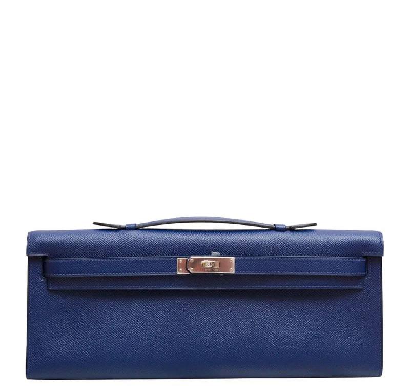 Hermès Kelly Cut Clutch Bag Blue Epsom Leather