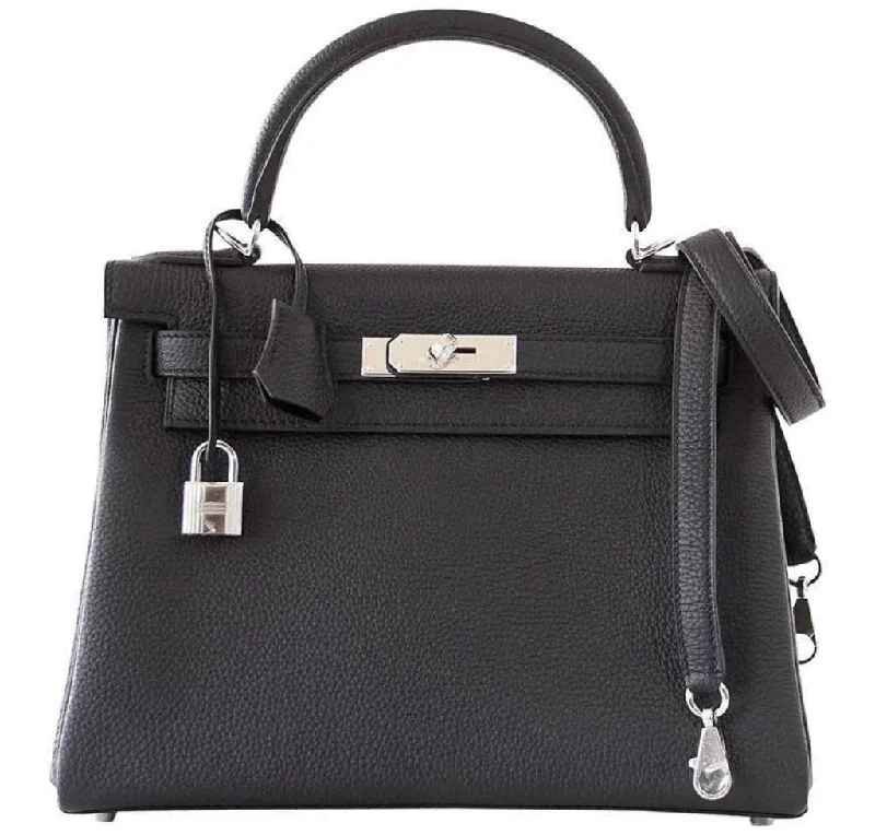 Hermès Kelly 28 Retourne Black Togo PHW Bag