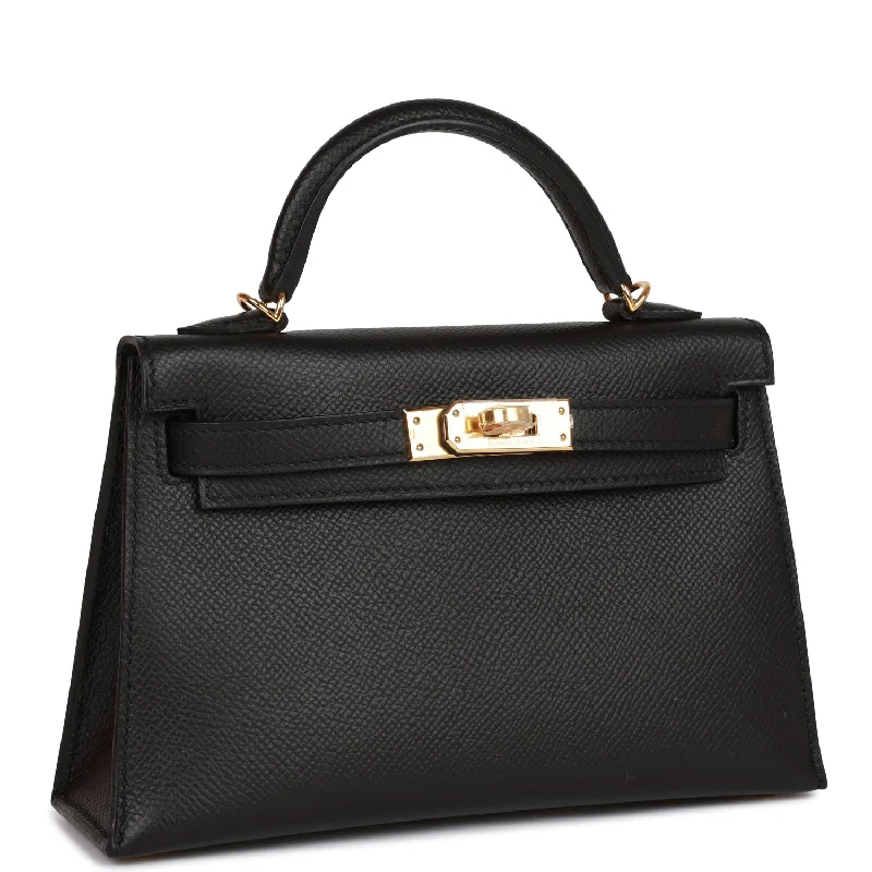 Hermes Kelly Sellier 20 Black Epsom Gold Hardware