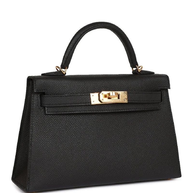 Hermes Kelly Sellier 20 Black Epsom Gold Hardware Deposit 1