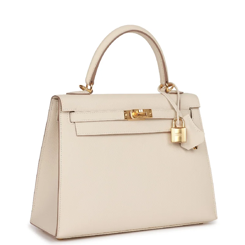 Hermes Kelly Sellier 25 Craie Epsom Gold Hardware