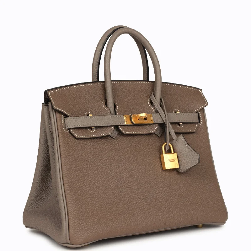 Hermes Special Order (HSS) Birkin 25 Etoupe and Etain Togo Brushed Gold Hardware