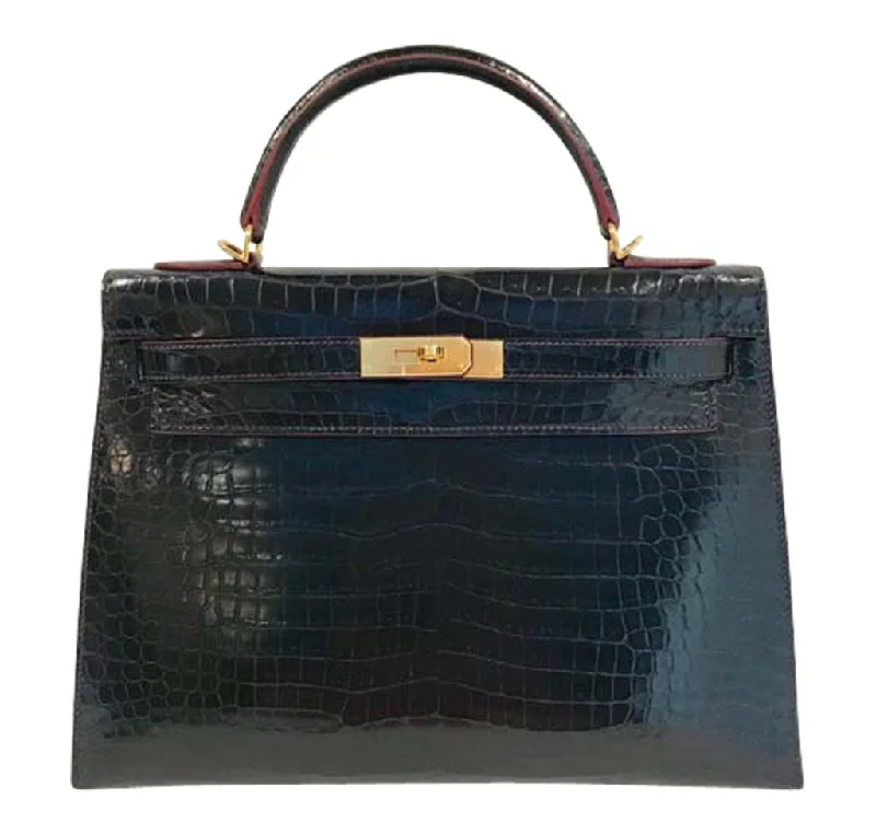 Hermès Kelly 32 Bleu Marine Crocodile