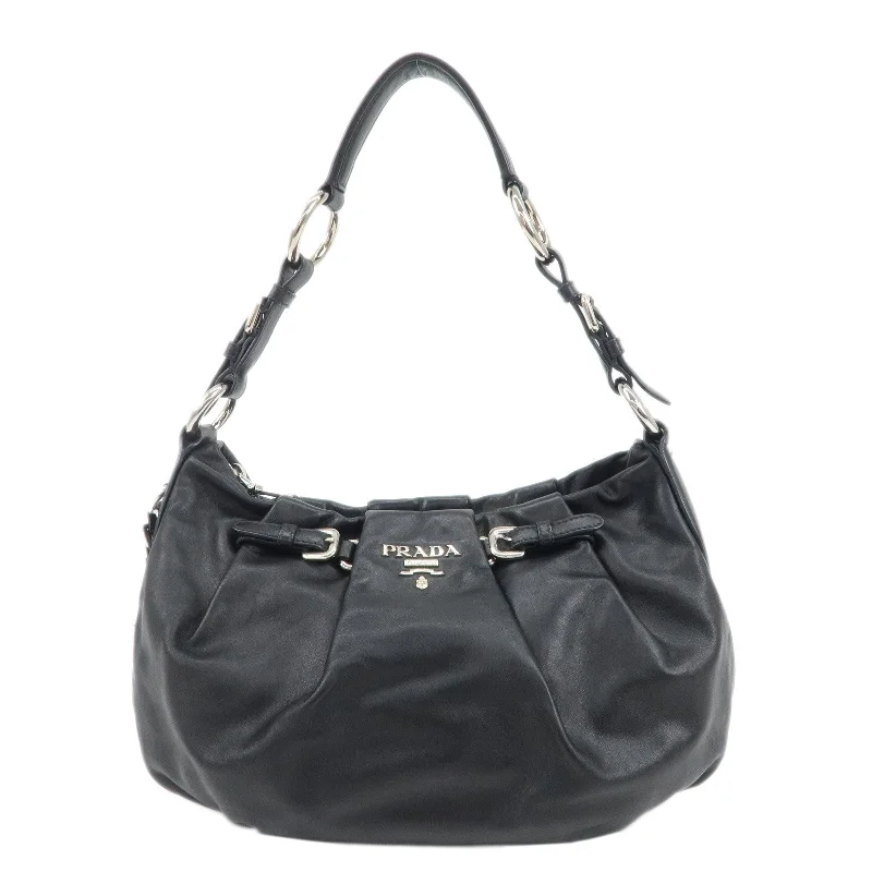 PRADA Soft Calf Leather Shoulder Bag Black BR3795