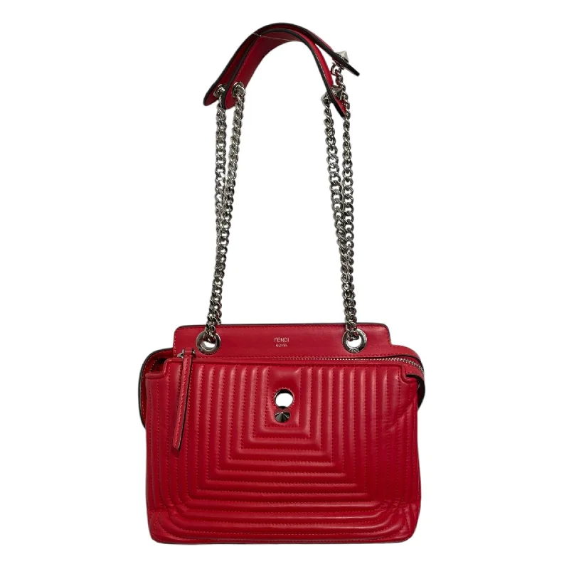 FENDI/Cross Body Bag[PO]/Red/Leather/Small DotCom Quilted