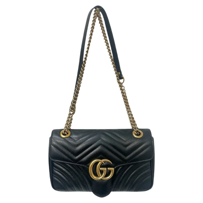 GUCCI/Cross Body Bag/Leather/BLK/HEART STITCHING ON BACK