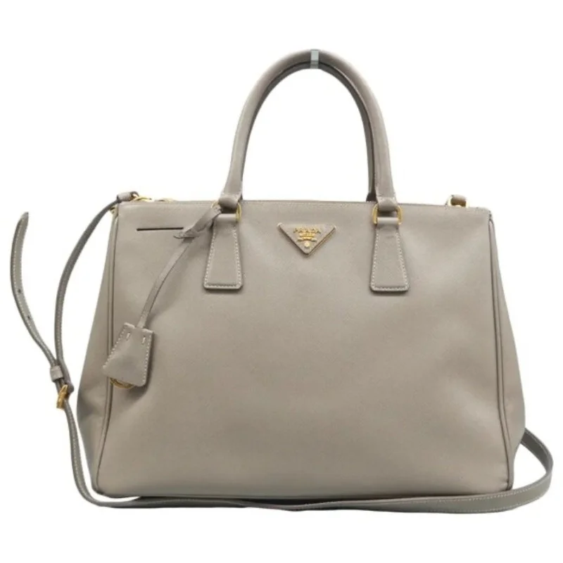 PRADA Galleria Grey Leather Satchel;