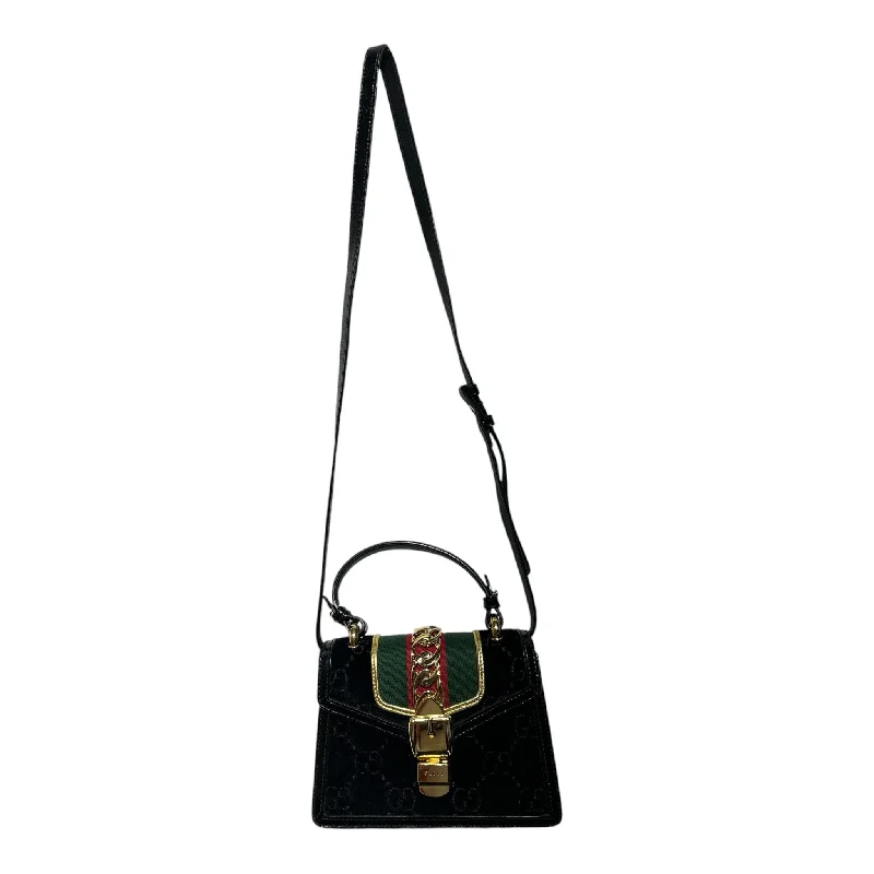 GUCCI/Cross Body Bag/Stripe/BLK/GG MINI SYLVIE